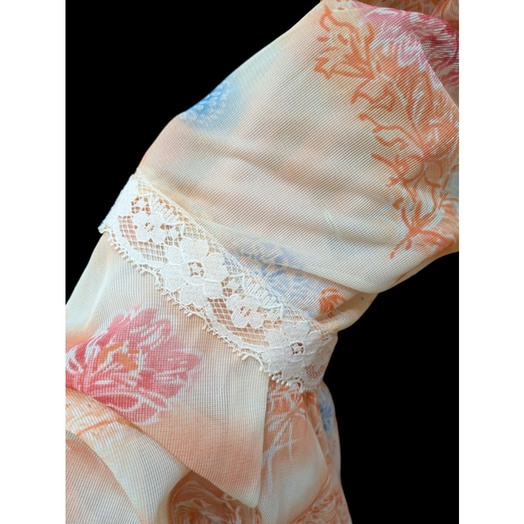 Vintage Dress sheer bell sleeves lace details tie back belt hippie costume? - Picture 10 of 12